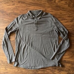 Grayers Clothiers Heather Grey Henley Soft Long Sleeve Cotton Blend Shirt Large